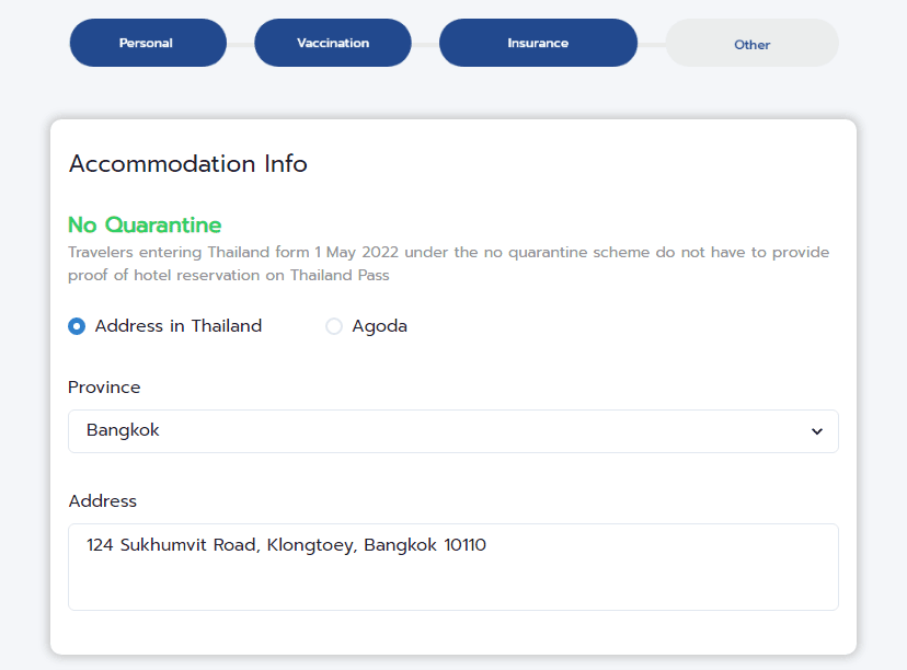 Thailand Pass Accommodation Info