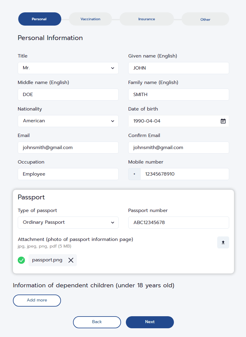 thai pass personal information page