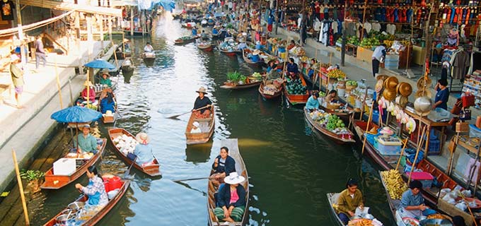 The Floating Markets in Bangkok