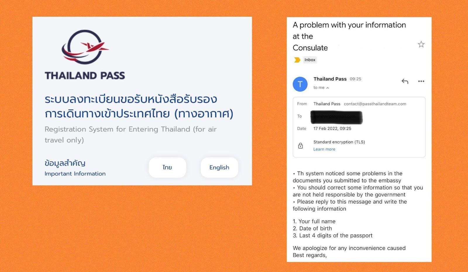New Email Scam for Thailand Pass