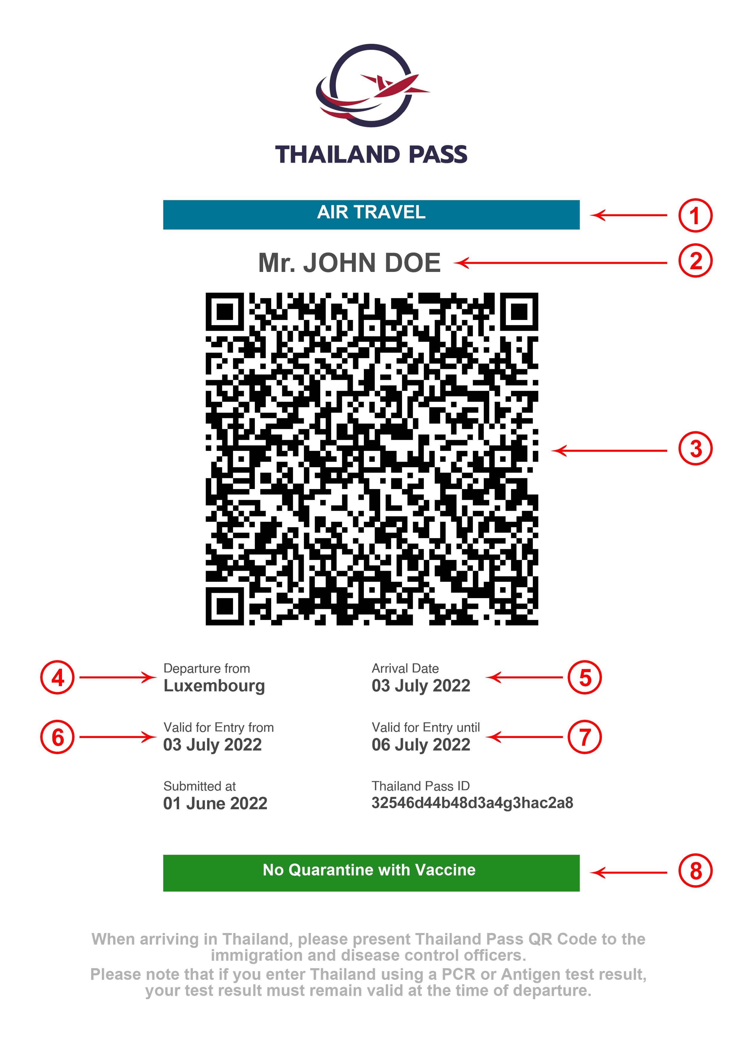 Sample Thailand Pass QR code