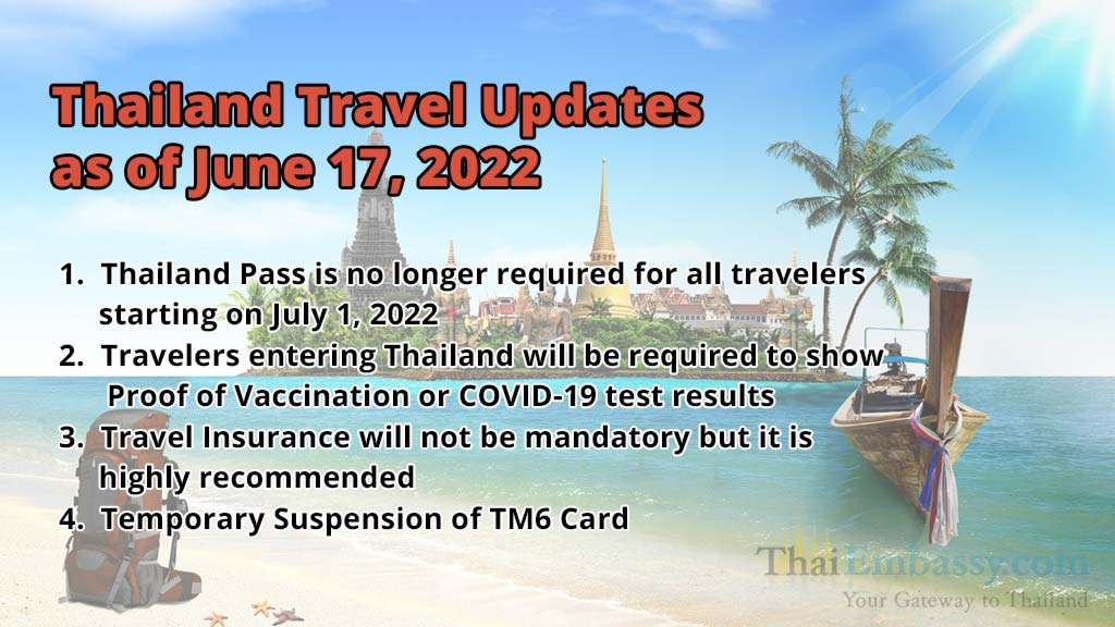 Thailand Travel Updates as of June 17