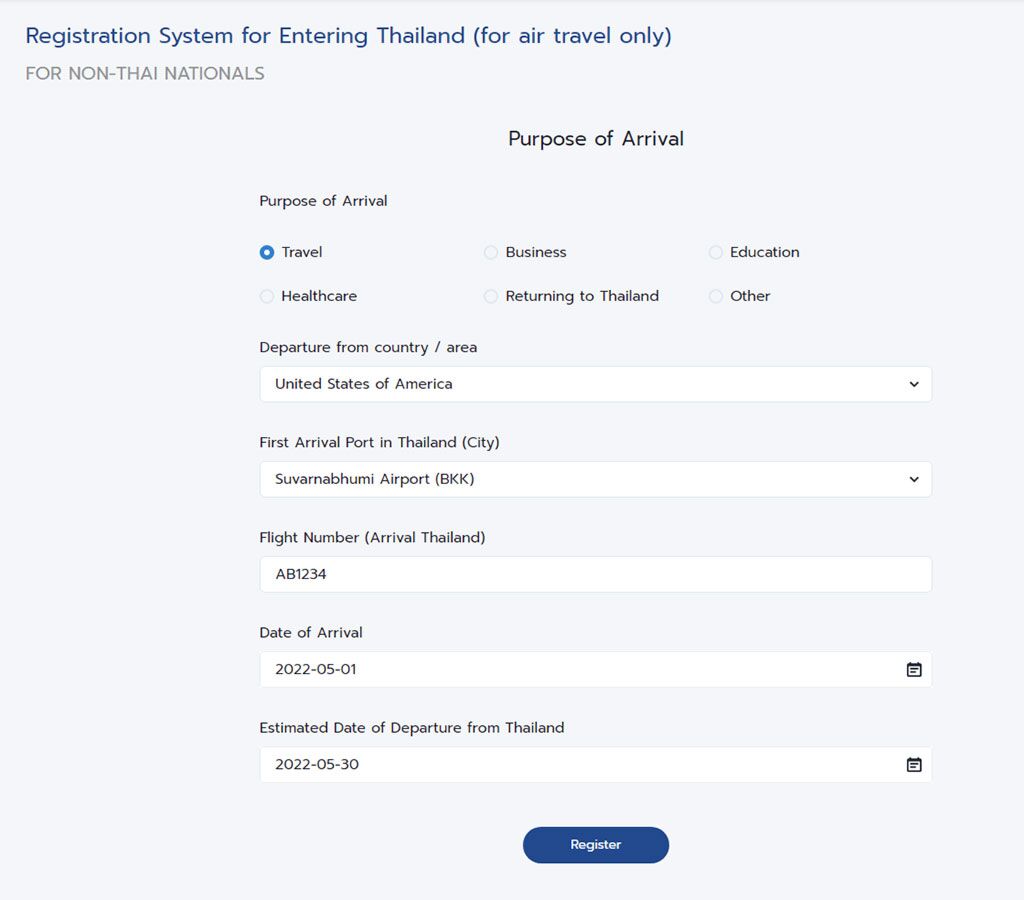 Thailand Pass Step 2